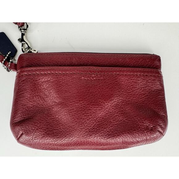Coach F51683 Crimson Pebbled Leather Park Medium Wristlet SV Red Burgundy - Picture 12 of 13